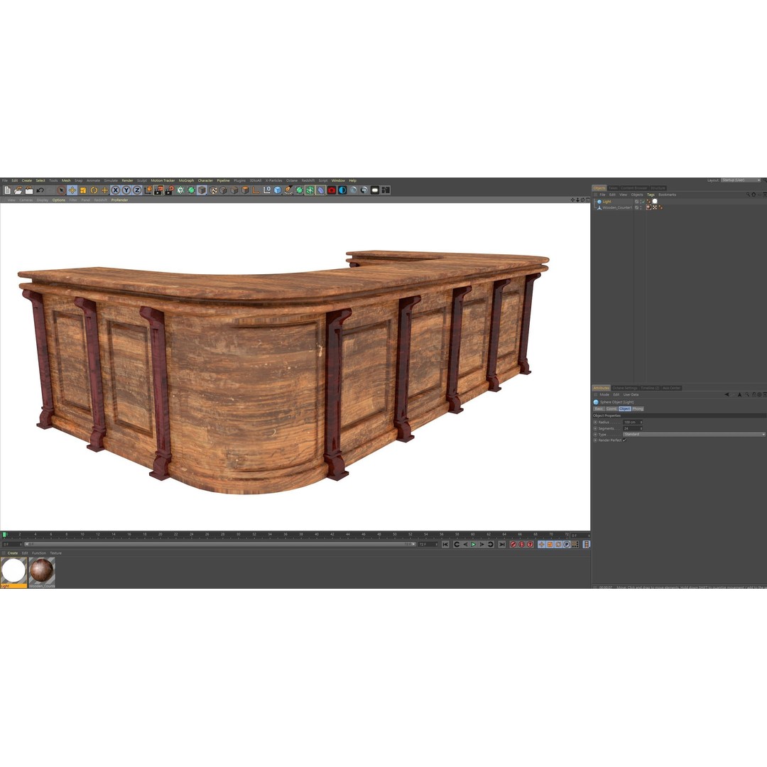 Wooden Counter 3D Model – PBR Textured Table for Blender, FBX - View 13