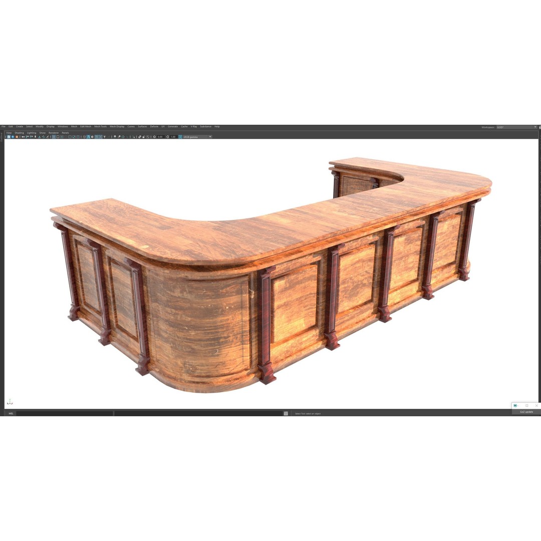Wooden Counter 3D Model – PBR Textured Table for Blender, FBX - View 14