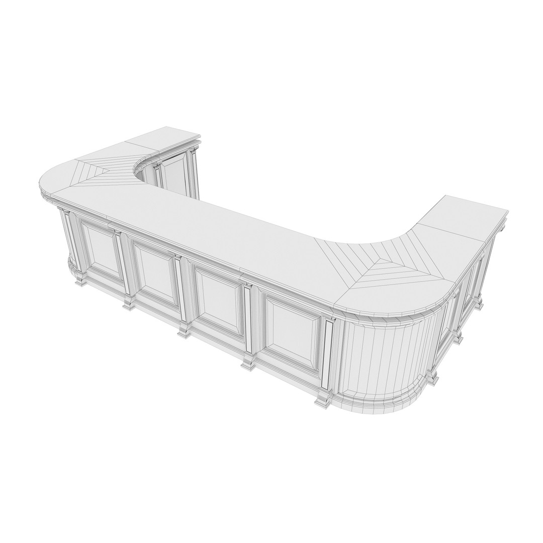 Wooden Counter 3D Model – PBR Textured Table for Blender, FBX - View 7