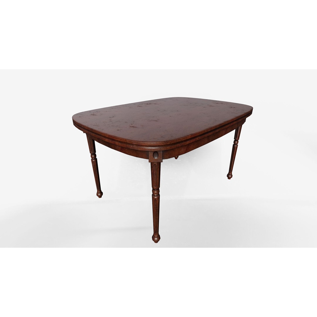 Antique Dining Table 3D Model – Low Poly Game Ready Asset, FBX - View 10