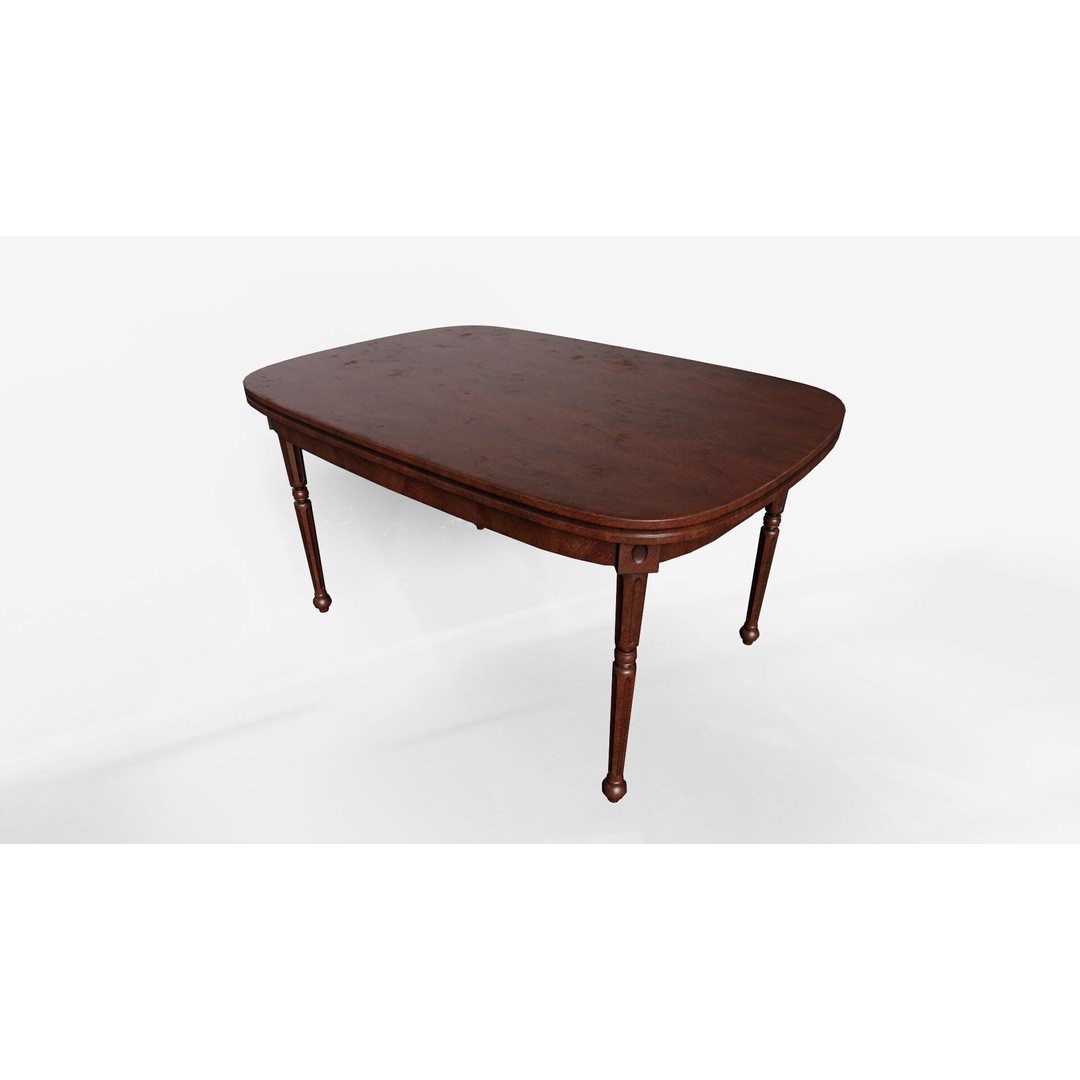 Antique Dining Table 3D Model – Low Poly Game Ready Asset, FBX - View 12