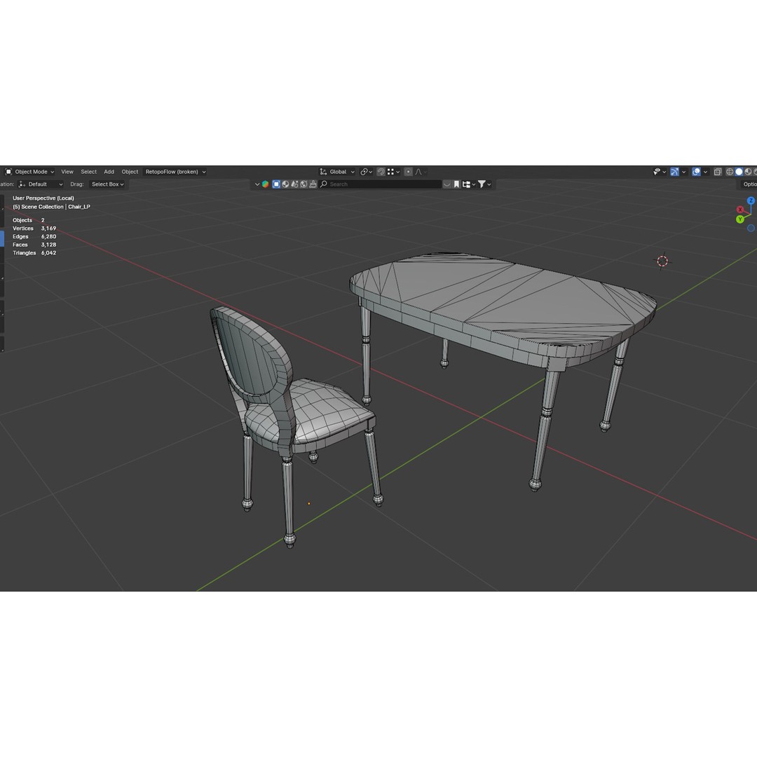 Antique Dining Table 3D Model – Low Poly Game Ready Asset, FBX - View 14