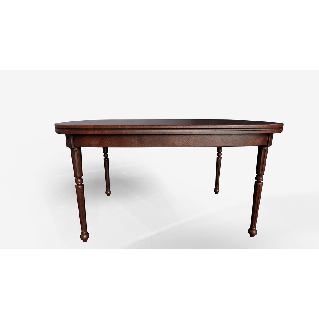 Antique Dining Table 3D Model – Low Poly Game Ready Asset, FBX - View 9
