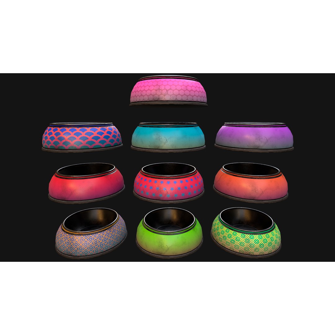 Pet Food Bowl 3D Model – Low Poly Game Ready PBR, FBX, Blender - View 11