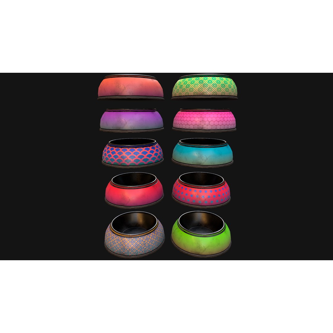 Pet Food Bowl 3D Model – Low Poly Game Ready PBR, FBX, Blender - View 12