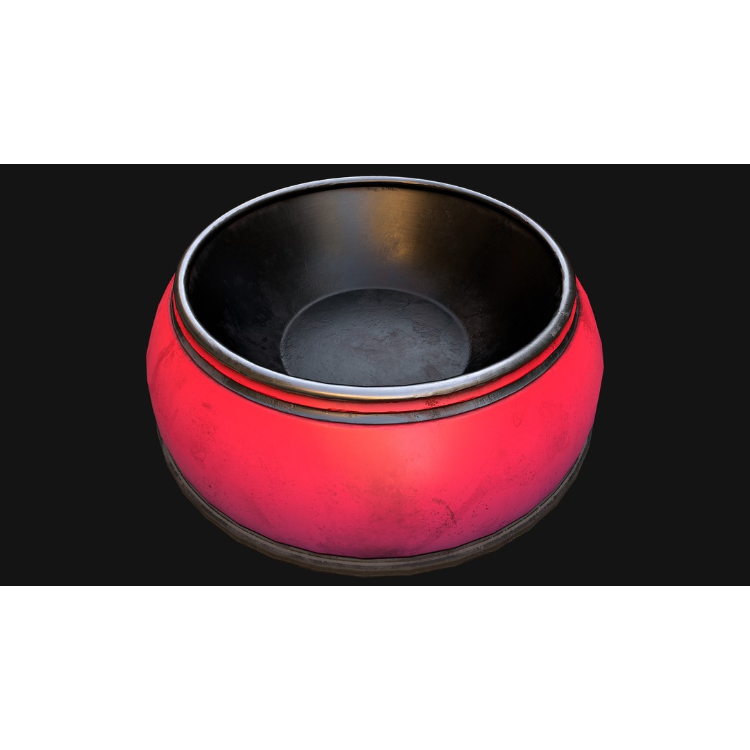 Pet Food Bowl 3D Model – Low Poly Game Ready PBR, FBX, Blender - View 13