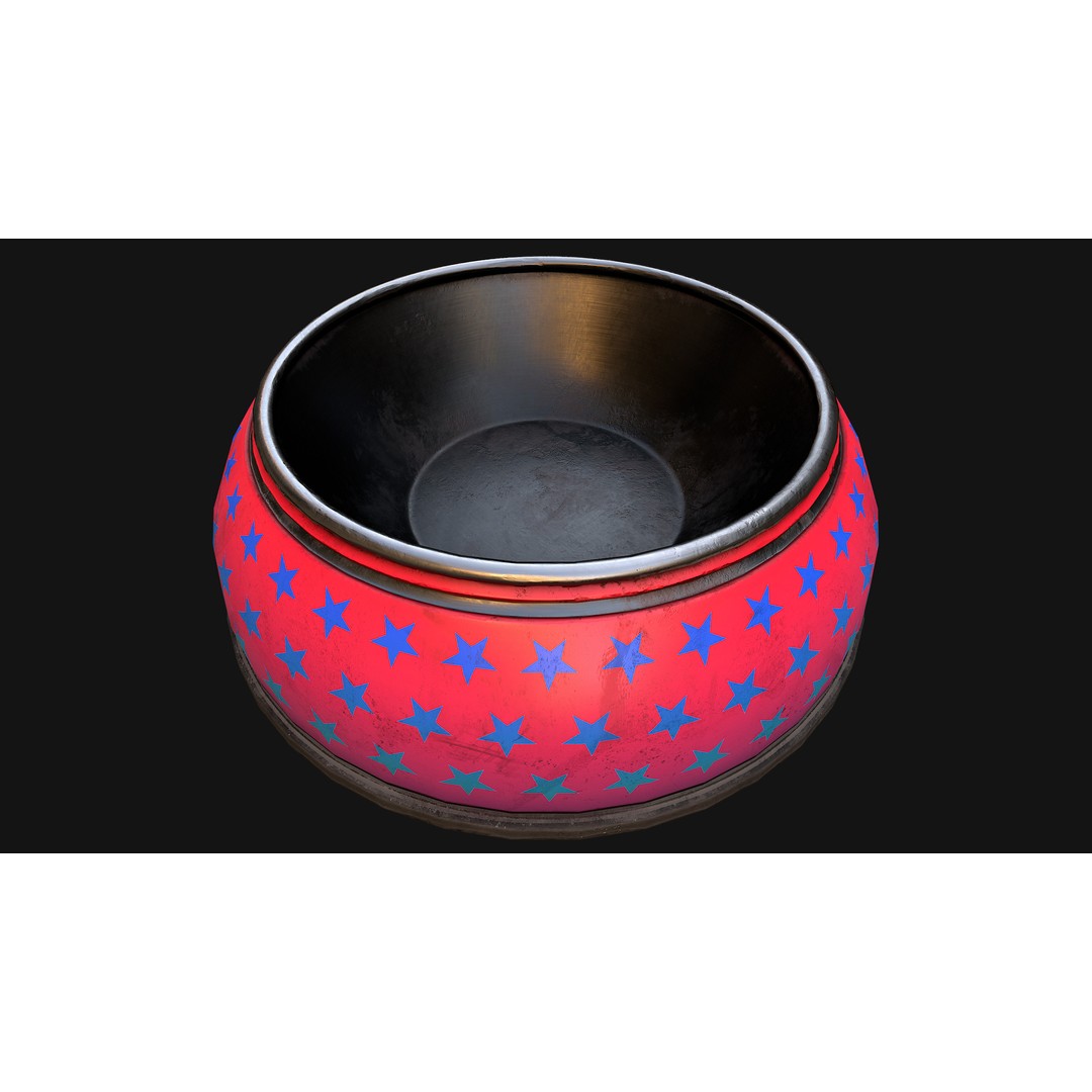 Pet Food Bowl 3D Model – Low Poly Game Ready PBR, FBX, Blender - View 14