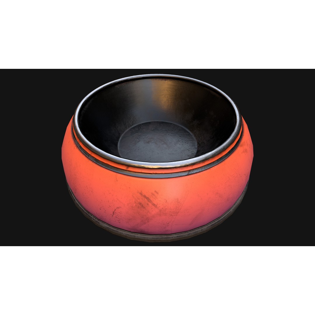 Pet Food Bowl 3D Model – Low Poly Game Ready PBR, FBX, Blender - View 15