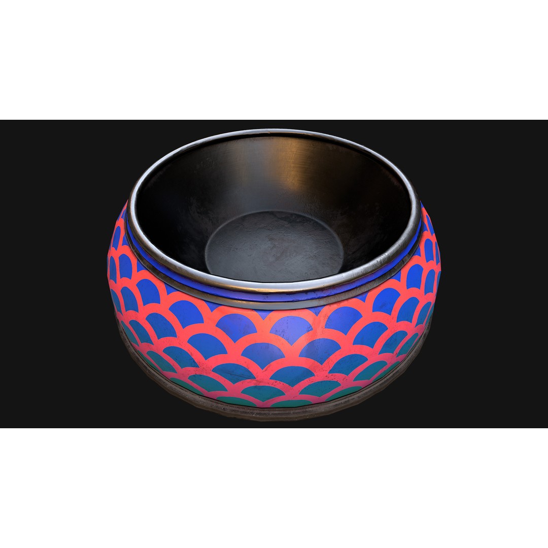 Pet Food Bowl 3D Model – Low Poly Game Ready PBR, FBX, Blender - View 20