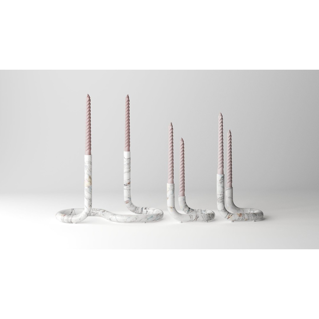 Mars Marble Candleholder 3D Model – Modern Art Deco Tableware, FBX - View 10