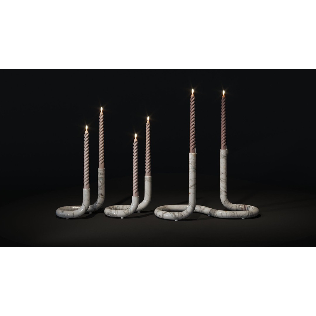 Mars Marble Candleholder 3D Model – Modern Art Deco Tableware, FBX - View 3