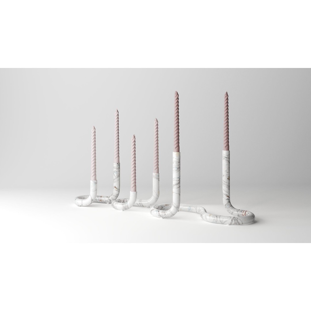 Mars Marble Candleholder 3D Model – Modern Art Deco Tableware, FBX - View 5