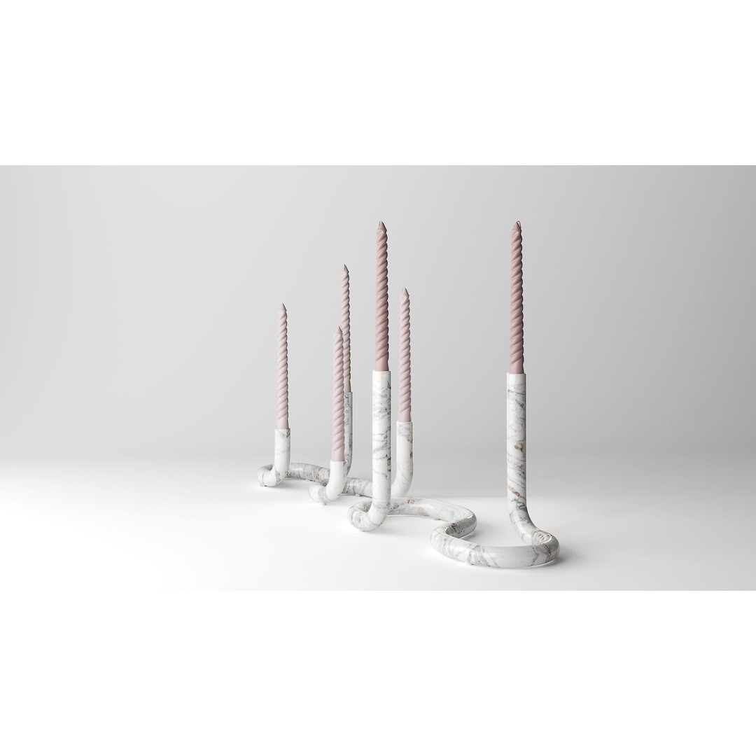Mars Marble Candleholder 3D Model – Modern Art Deco Tableware, FBX - View 6