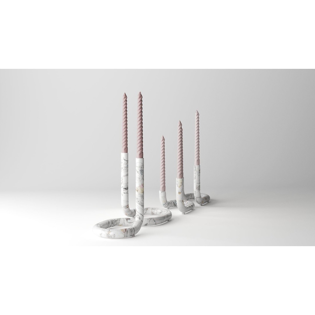 Mars Marble Candleholder 3D Model – Modern Art Deco Tableware, FBX - View 8