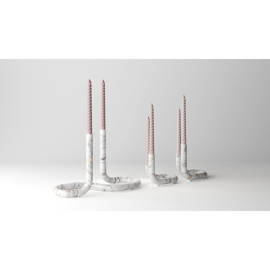 Mars Marble Candleholder 3D Model – Modern Art Deco Tableware, FBX - View 9