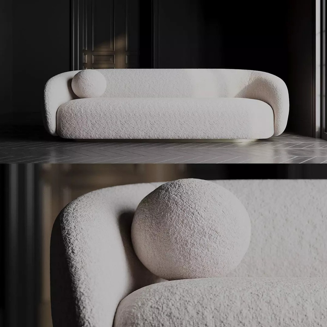 Sofa 3D Model – Minimalist Furniture Asset, FBX, OBJ - View 2