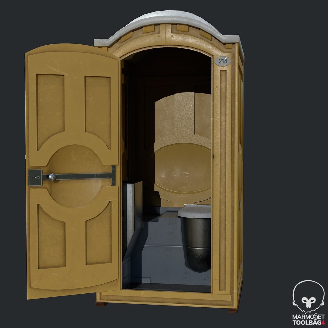 PBR Portable Toilet 3D Model – Low Poly Game Asset, FBX, OBJ - View 10