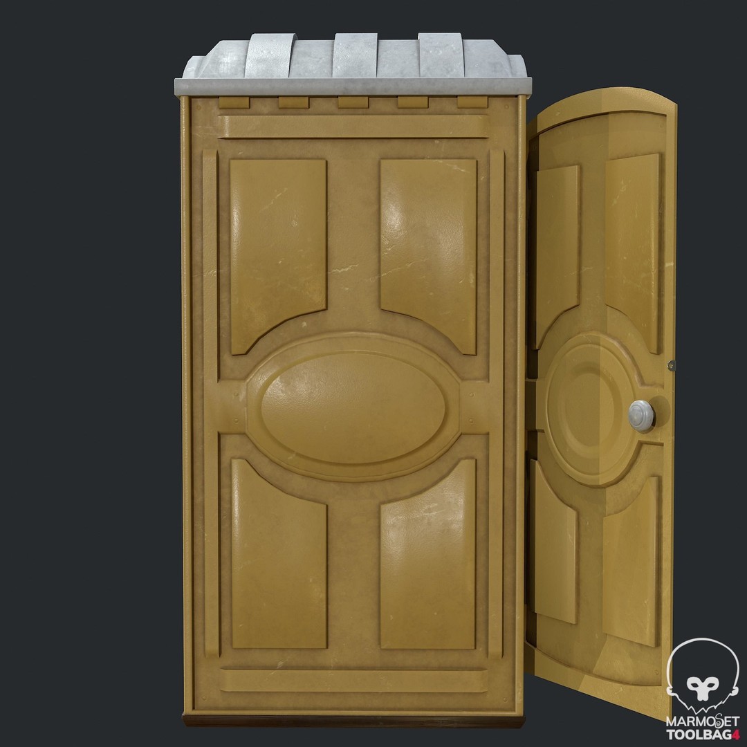 PBR Portable Toilet 3D Model – Low Poly Game Asset, FBX, OBJ - View 11