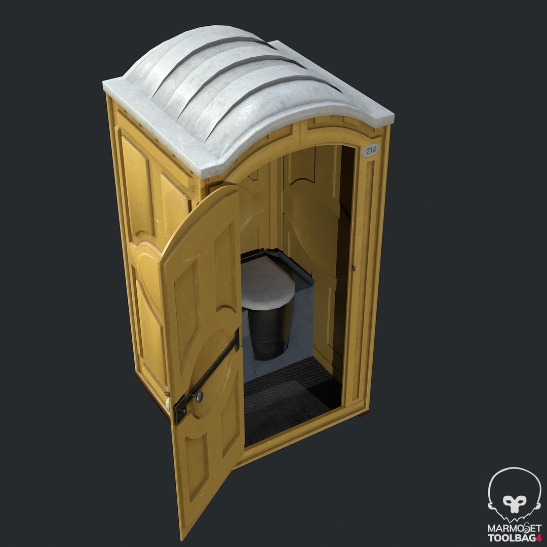 PBR Portable Toilet 3D Model – Low Poly Game Asset, FBX, OBJ - View 12