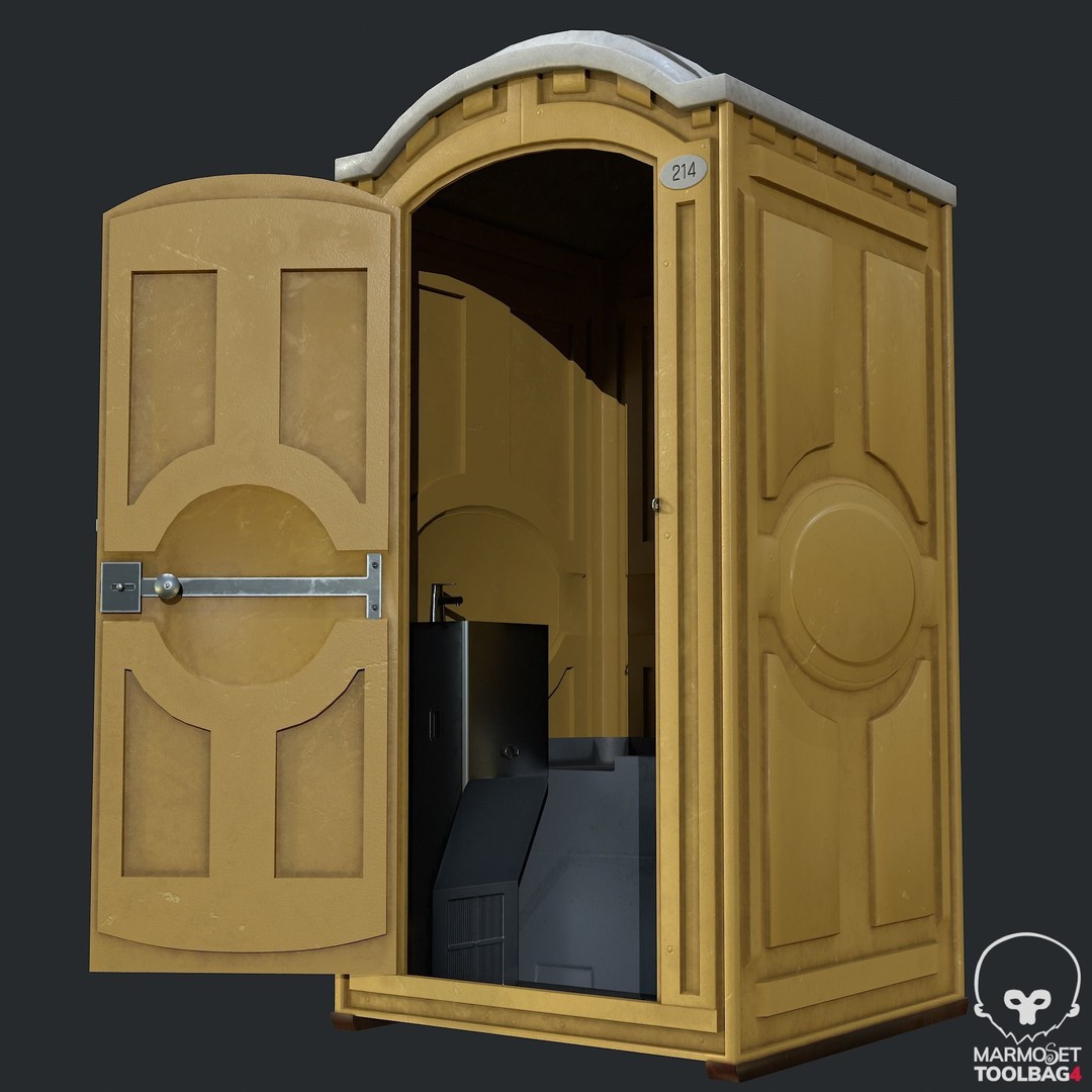 PBR Portable Toilet 3D Model – Low Poly Game Asset, FBX, OBJ - View 13