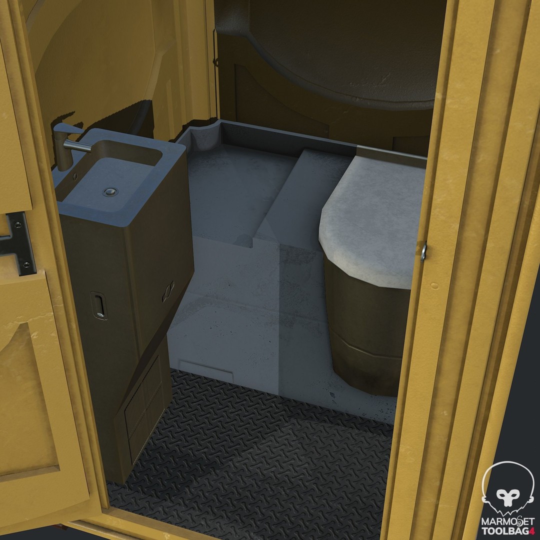 PBR Portable Toilet 3D Model – Low Poly Game Asset, FBX, OBJ - View 14