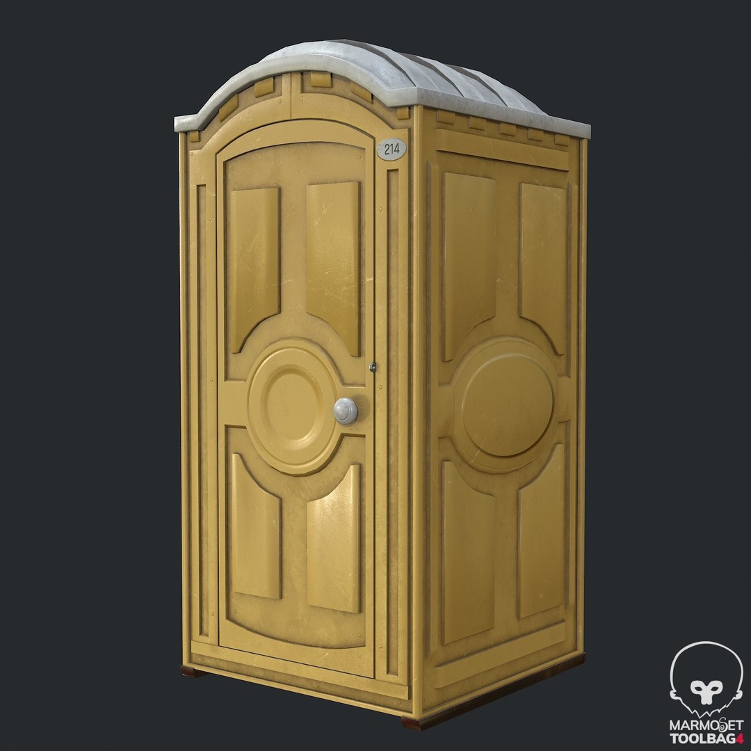 PBR Portable Toilet 3D Model – Low Poly Game Asset, FBX, OBJ - View 15