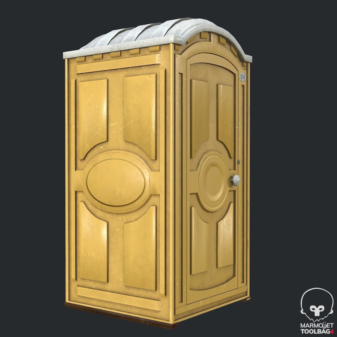 PBR Portable Toilet 3D Model – Low Poly Game Asset, FBX, OBJ - View 16