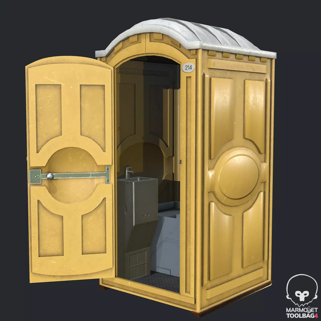 PBR Portable Toilet 3D Model – Low Poly Game Asset, FBX, OBJ - View 2