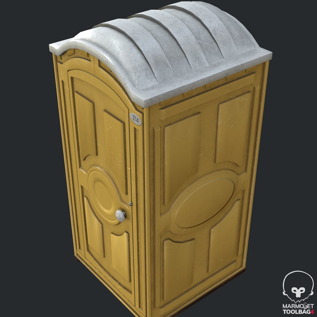 PBR Portable Toilet 3D Model – Low Poly Game Asset, FBX, OBJ - View 3