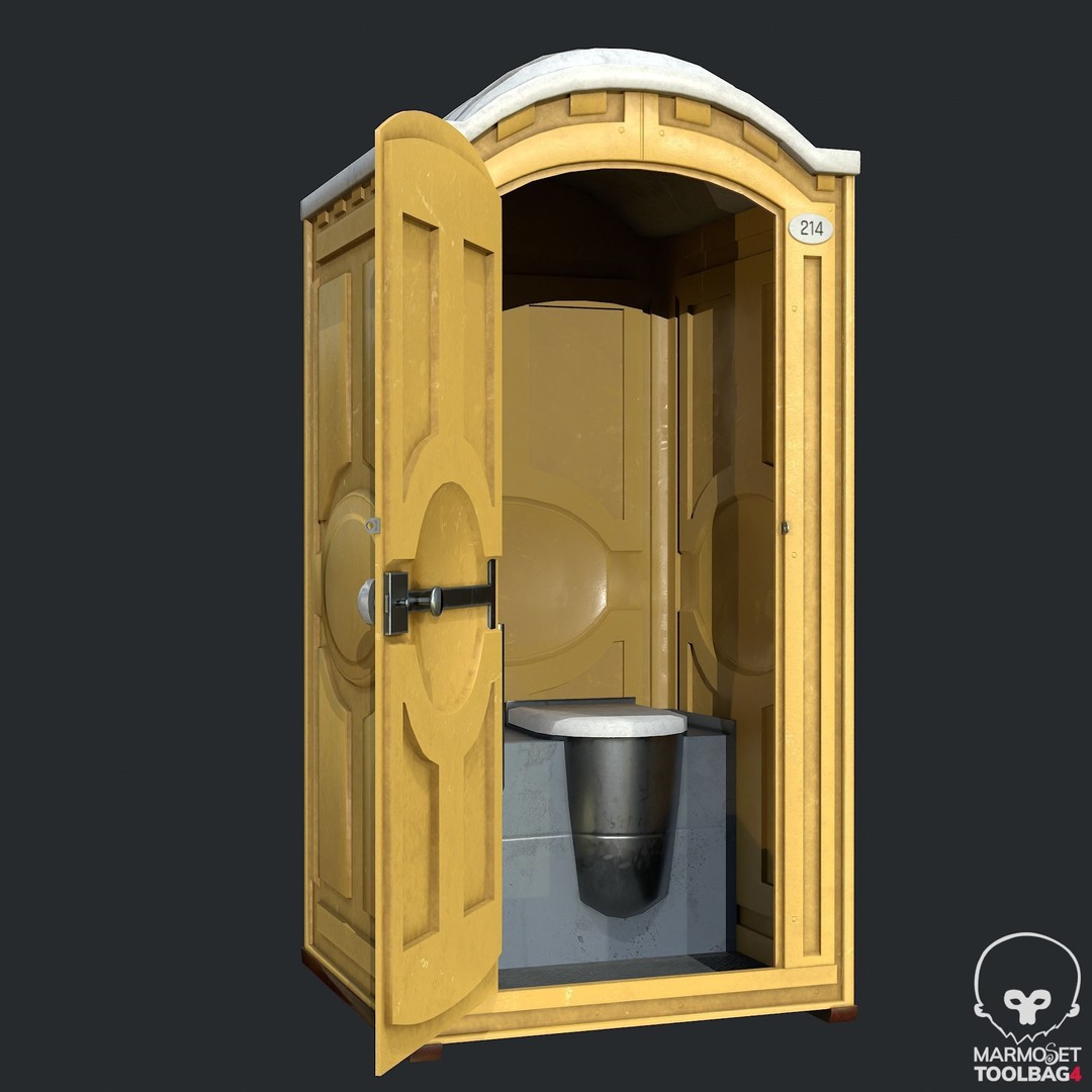 PBR Portable Toilet 3D Model – Low Poly Game Asset, FBX, OBJ - View 4