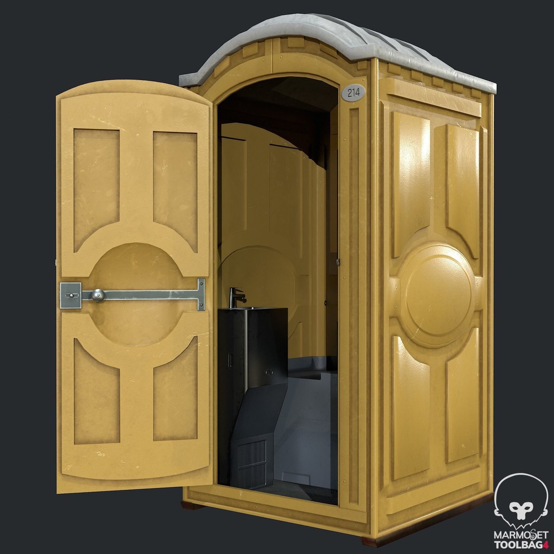 PBR Portable Toilet 3D Model – Low Poly Game Asset, FBX, OBJ - View 5