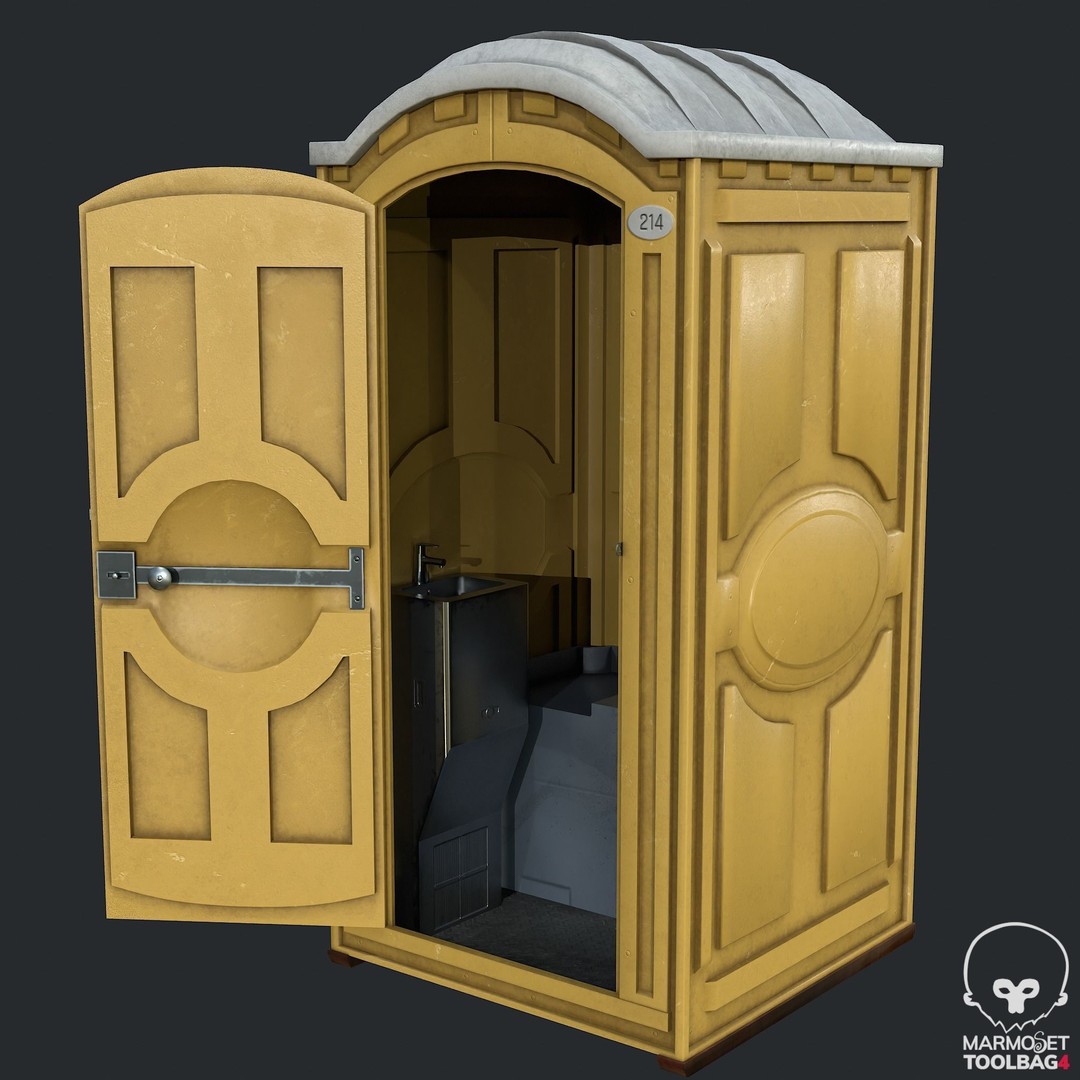 PBR Portable Toilet 3D Model – Low Poly Game Asset, FBX, OBJ - View 6