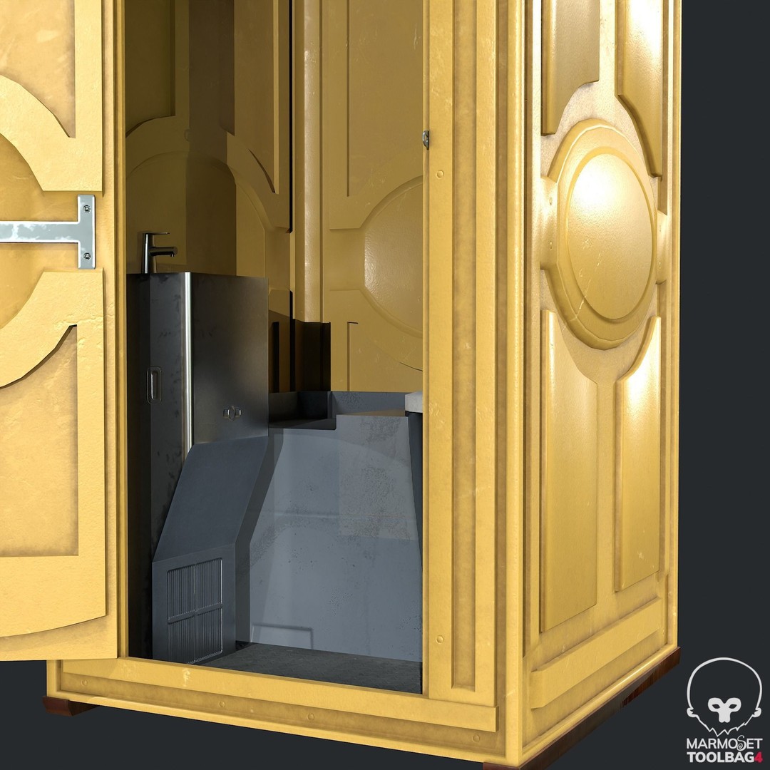 PBR Portable Toilet 3D Model – Low Poly Game Asset, FBX, OBJ - View 7
