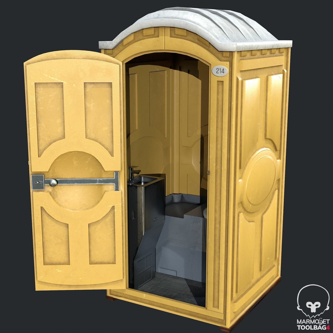 PBR Portable Toilet 3D Model – Low Poly Game Asset, FBX, OBJ - View 8
