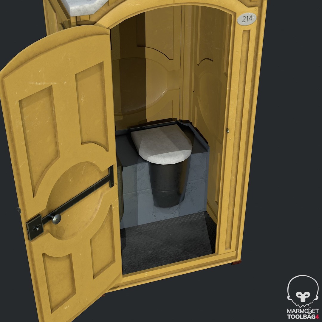 PBR Portable Toilet 3D Model – Low Poly Game Asset, FBX, OBJ - View 9