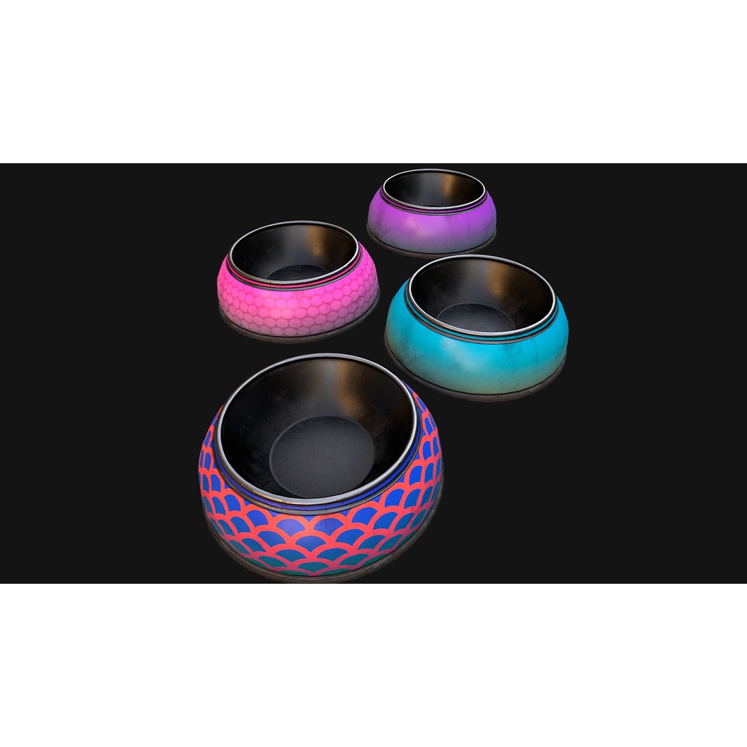 Pet Food Bowl 3D Model – Low Poly Game Ready Asset, FBX & Blender - View 13