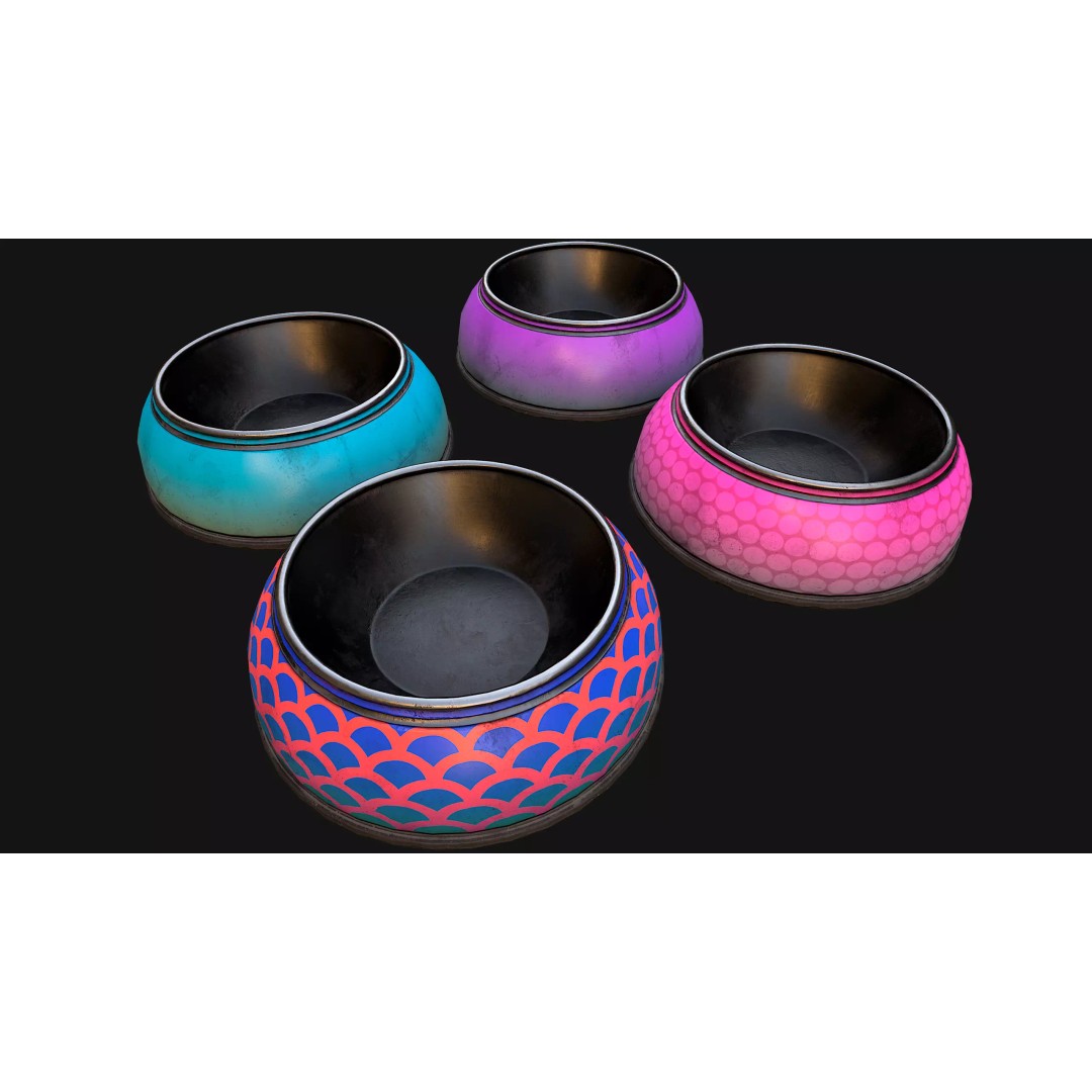 Pet Food Bowl 3D Model – Low Poly Game Ready Asset, FBX & Blender - View 2
