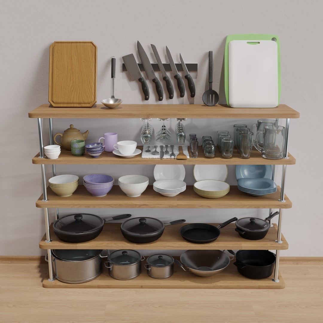 Low-Poly Tableware 3D Model – Game Ready PBR Kitchen Assets, FBX - View 3