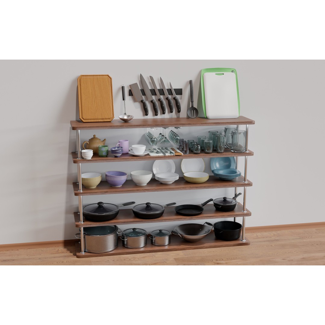 Low-Poly Tableware 3D Model – Game Ready PBR Kitchen Assets, FBX - View 4