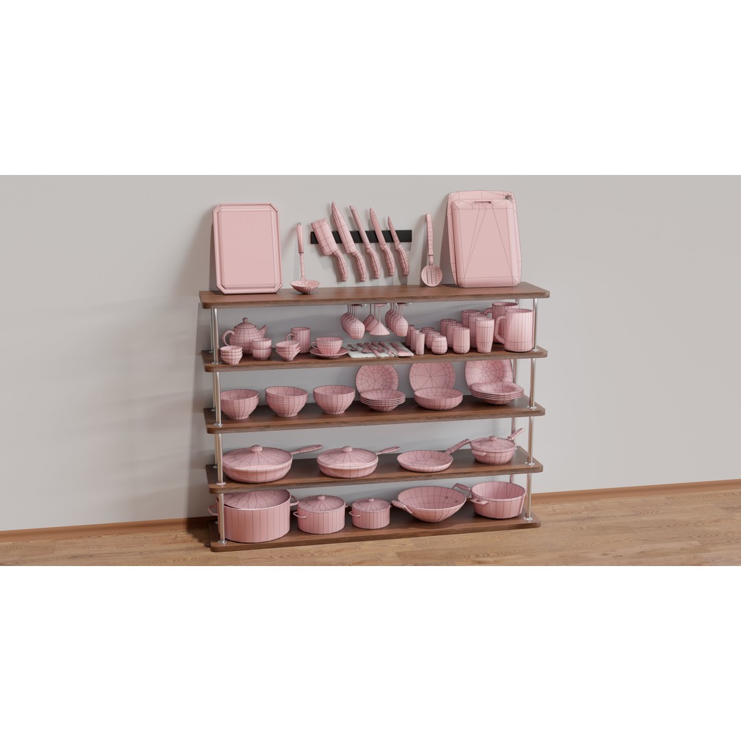 Low-Poly Tableware 3D Model – Game Ready PBR Kitchen Assets, FBX - View 5