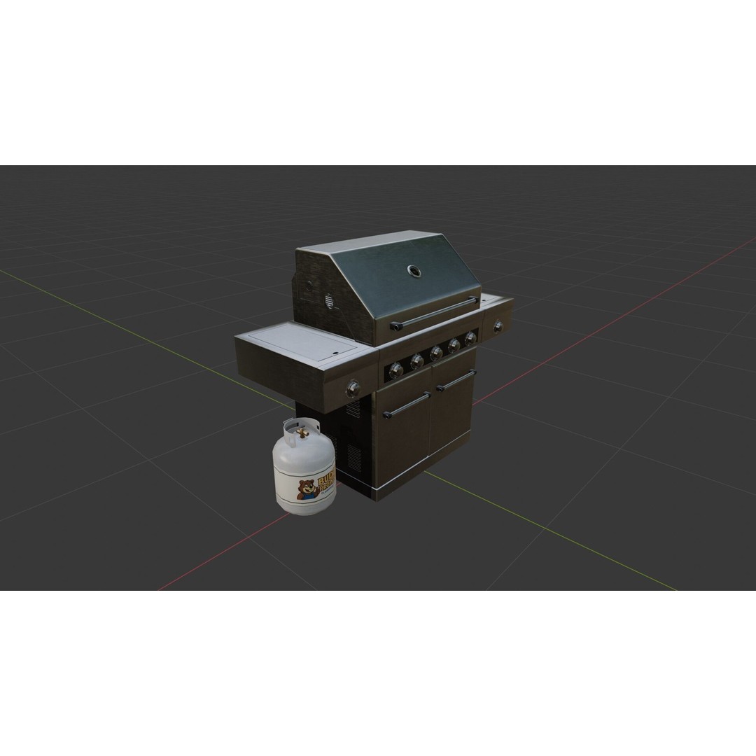 Propane Grill 3D Model – Low Poly Game Asset, FBX, Blender - View 10