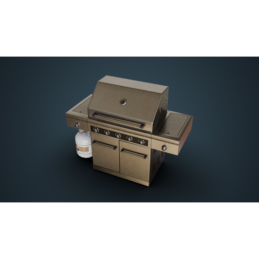 Propane Grill 3D Model – Low Poly Game Asset, FBX, Blender - View 4