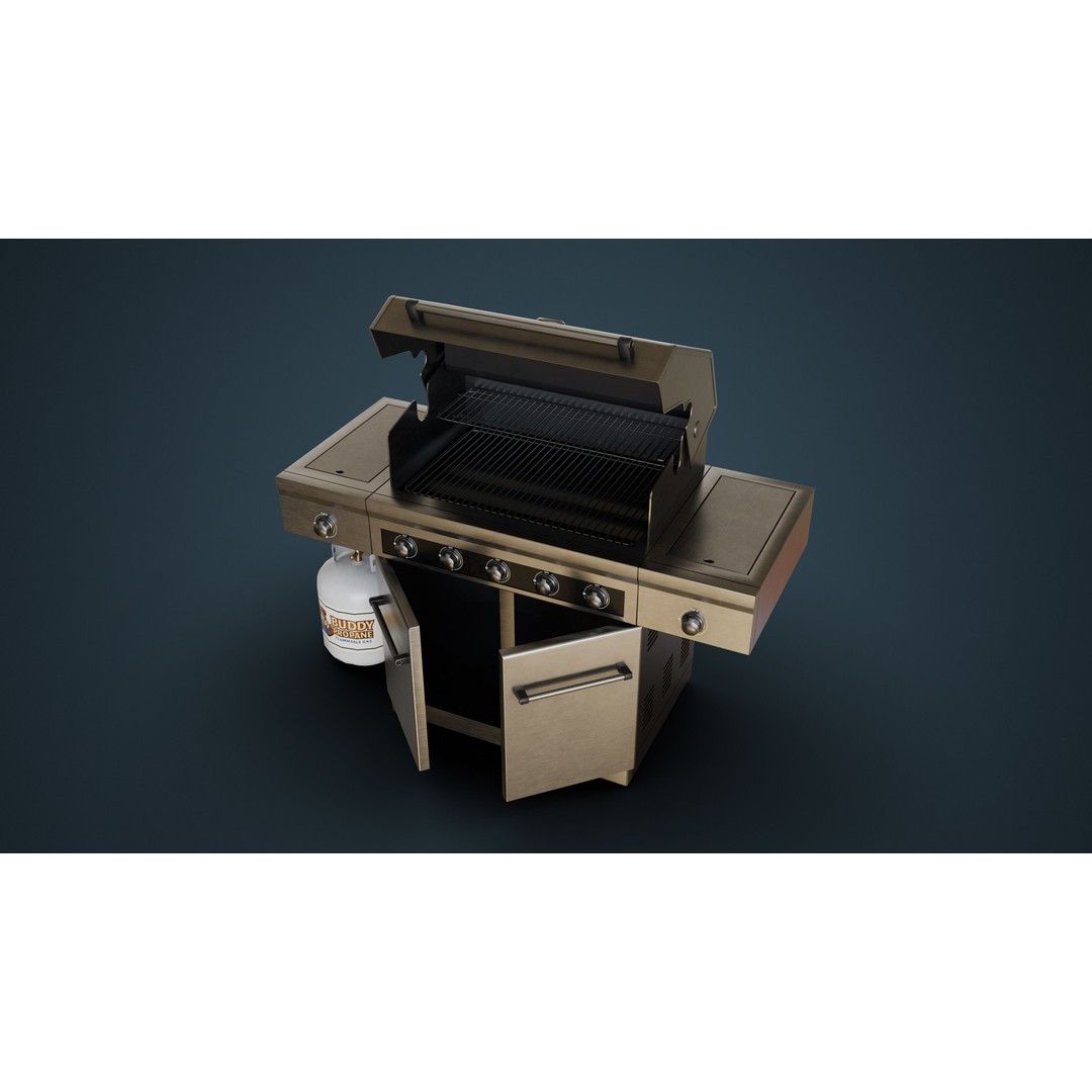 Propane Grill 3D Model – Low Poly Game Asset, FBX, Blender - View 5