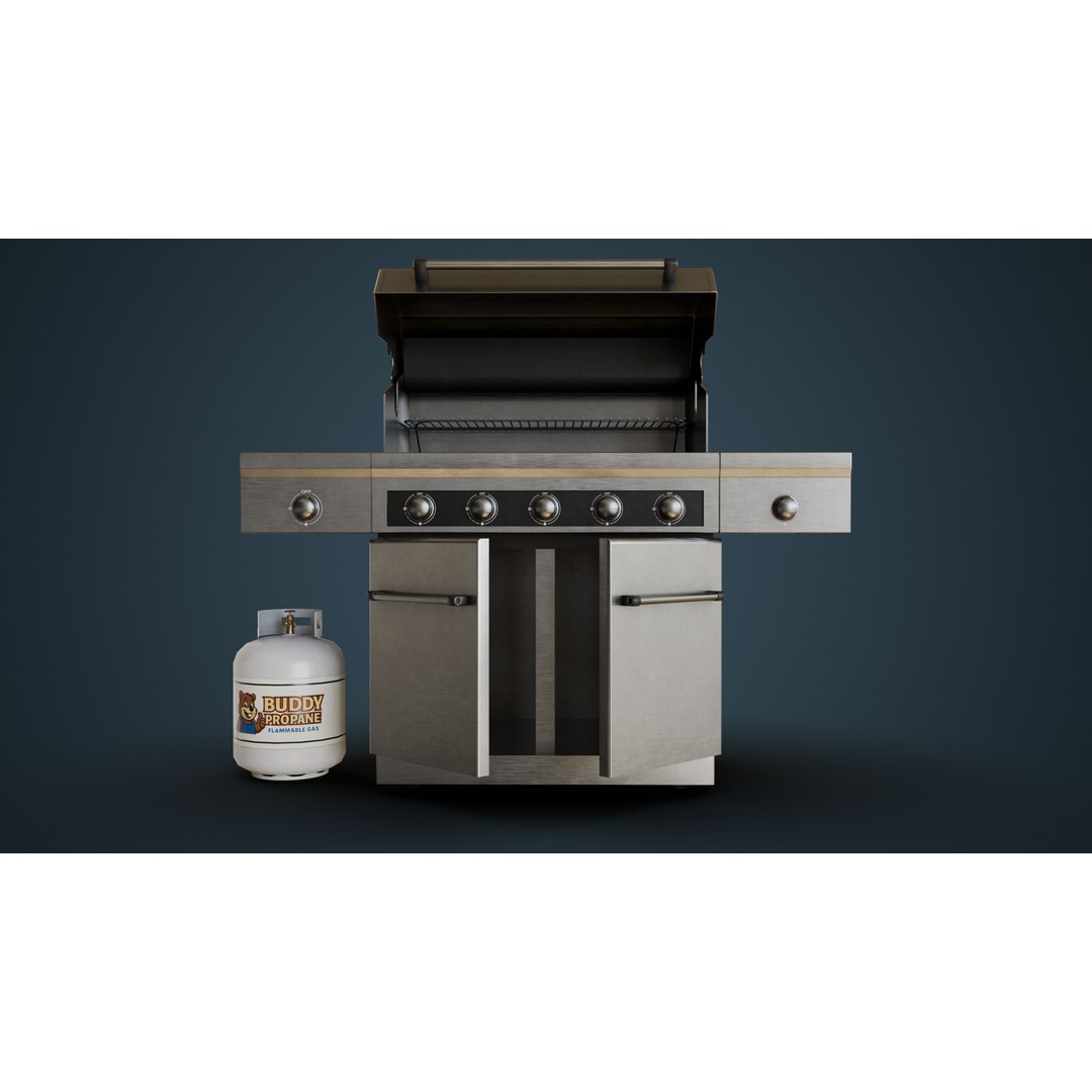 Propane Grill 3D Model – Low Poly Game Asset, FBX, Blender - View 8