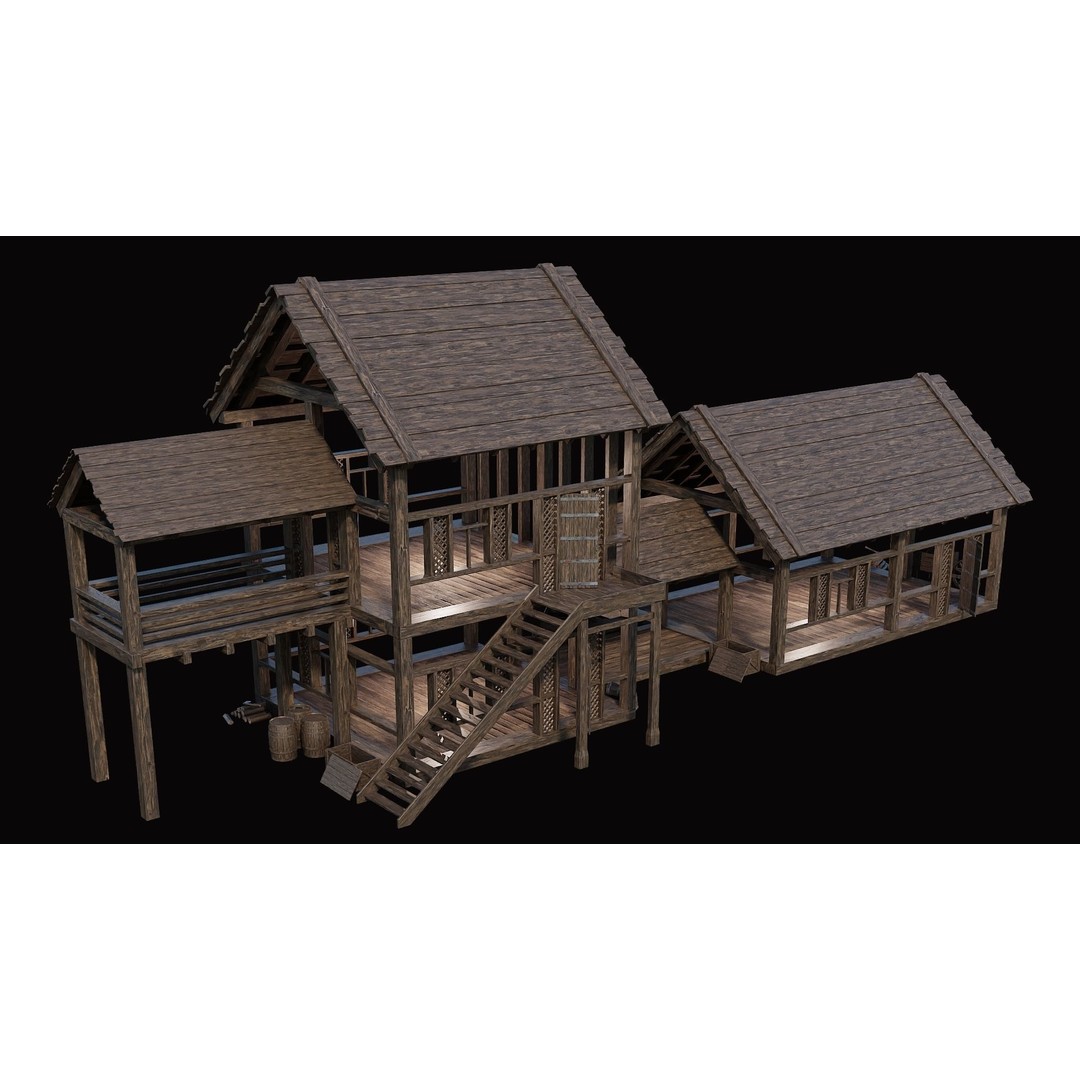 Medieval Village House 3D Model – Low Poly Game Asset, FBX & OBJ - View 10