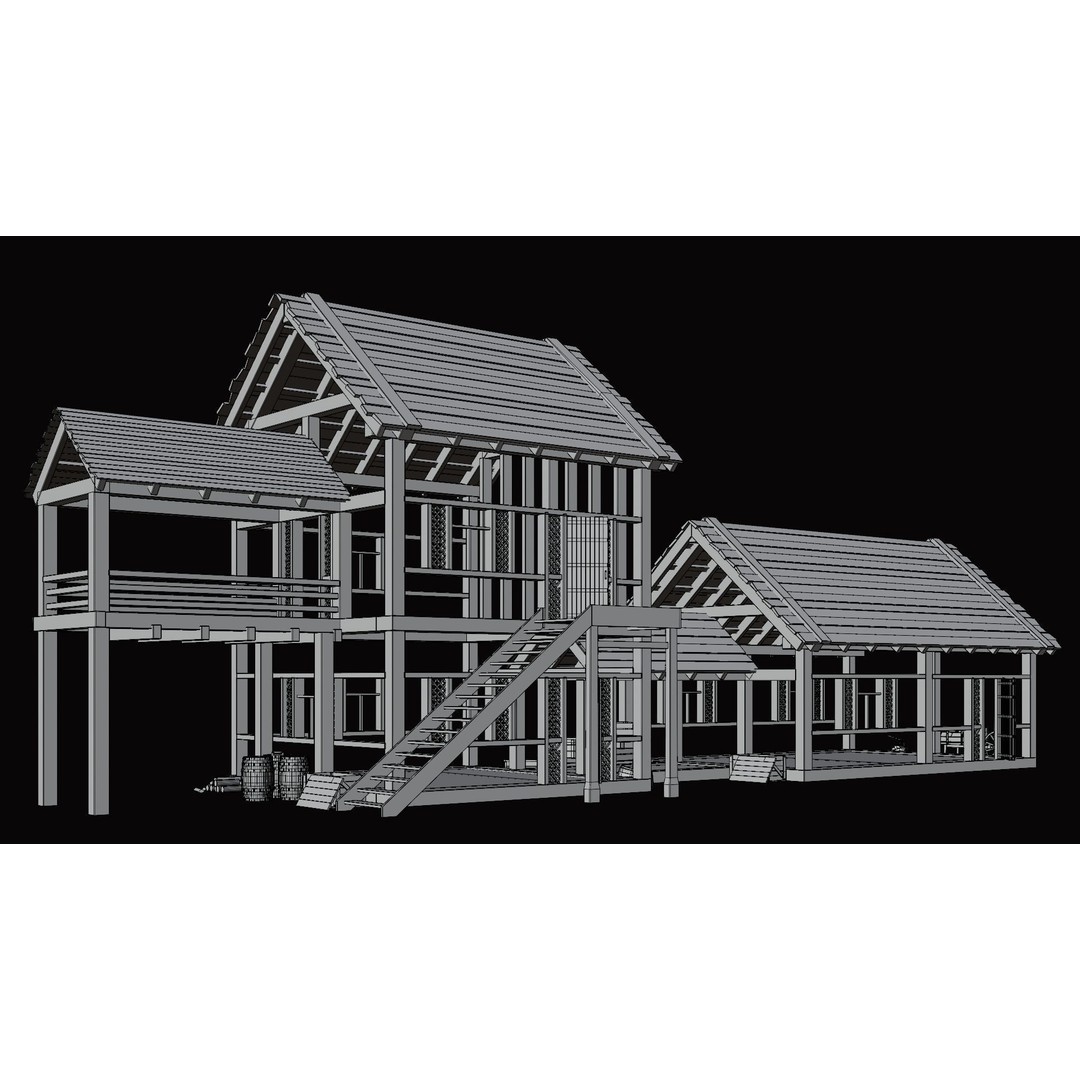 Medieval Village House 3D Model – Low Poly Game Asset, FBX & OBJ - View 12