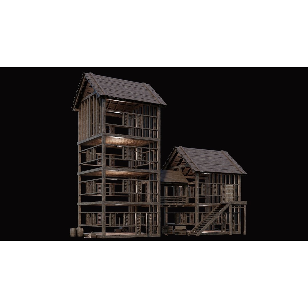Medieval Village House 3D Model – Low Poly Game Asset, FBX & OBJ - View 13