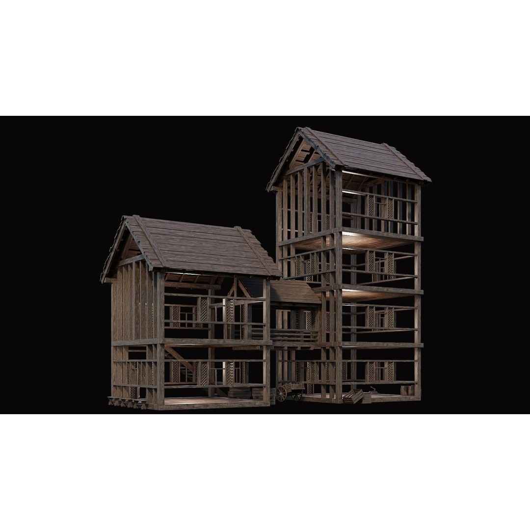 Medieval Village House 3D Model – Low Poly Game Asset, FBX & OBJ - View 14