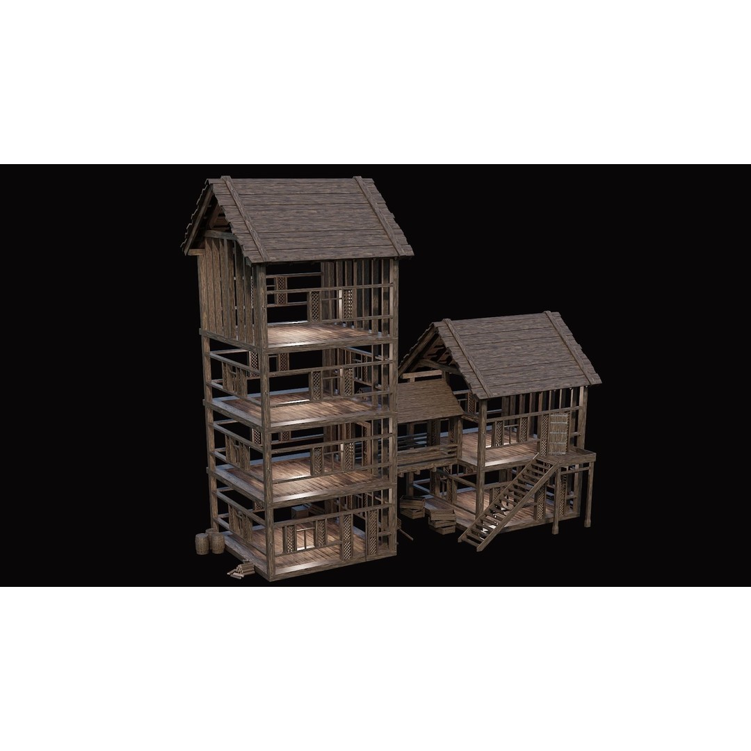 Medieval Village House 3D Model – Low Poly Game Asset, FBX & OBJ - View 15
