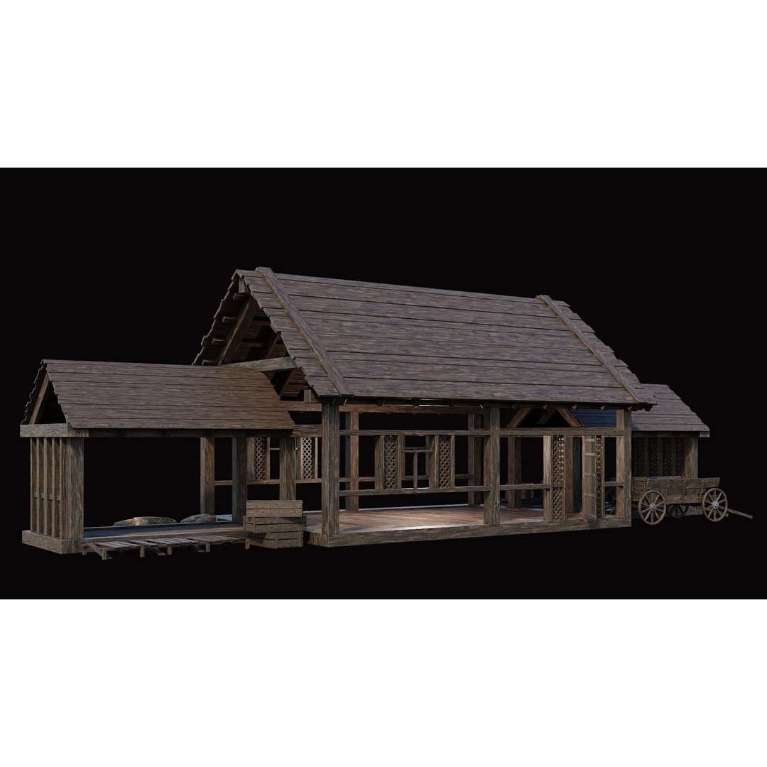 Medieval Village House 3D Model – Low Poly Game Asset, FBX & OBJ - View 18